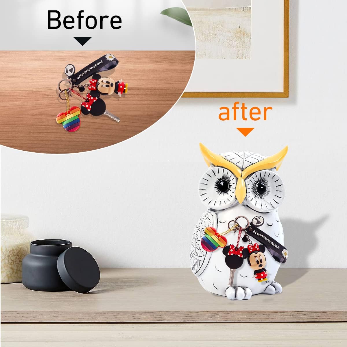 Magnetic Owl Statue for Home Decor Accents/Key Holder/Desk Organizer