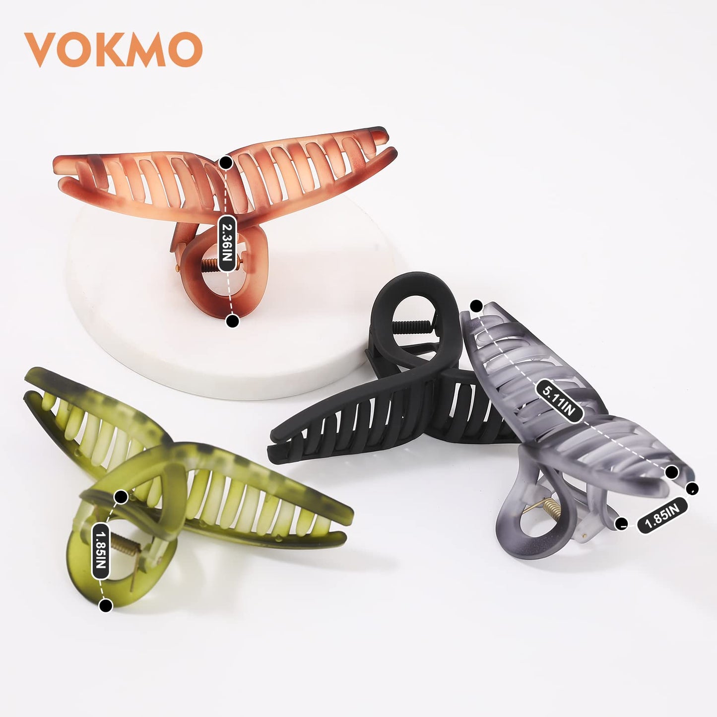4pk 5.11" Brown/Green/Gray/Black Gradient Non-Slip Hair Claws/Clips