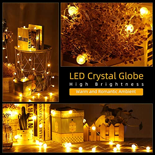 LED Small Bubble String Light 196.85 in 50 Lights Warm White Light with Waterproof Battery Box