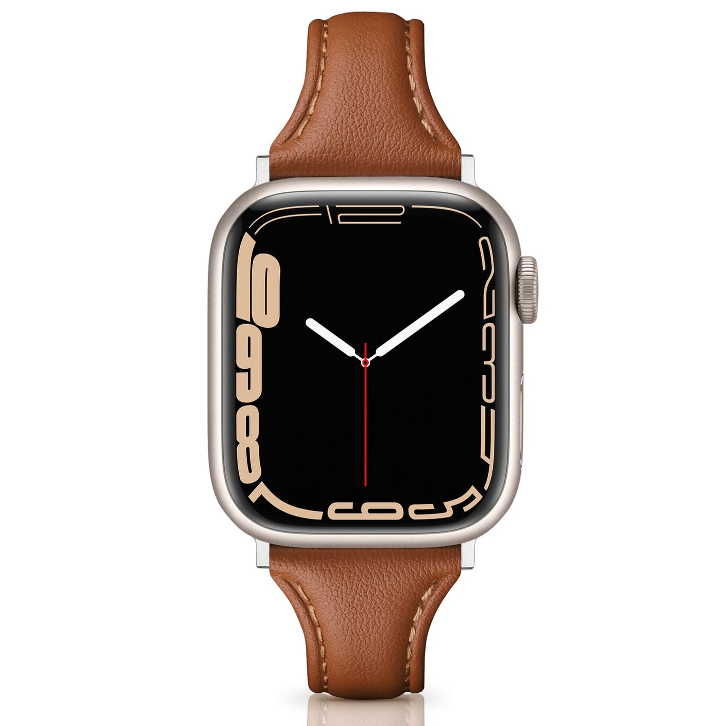Slim Thin Elegant Genuine Brown Leather Apple Watch Band 38mm/40mm/41mm