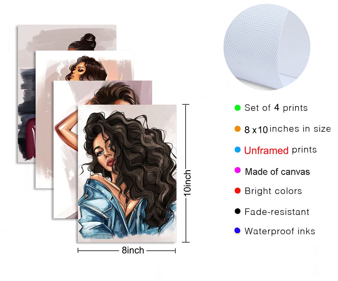 3-Pack African American Wall Art: Black Women Canvas for Bedroom & Bath