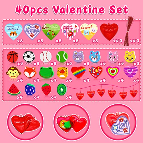 Valentines Day Gifts for Kids-40 Valentine Cards for Kids 80 Mini Erasers ,Valentines Class Classroom Exchange Gifts Valentine Party Favors Goodie Bags Fillers School Prizes for Boys Girls