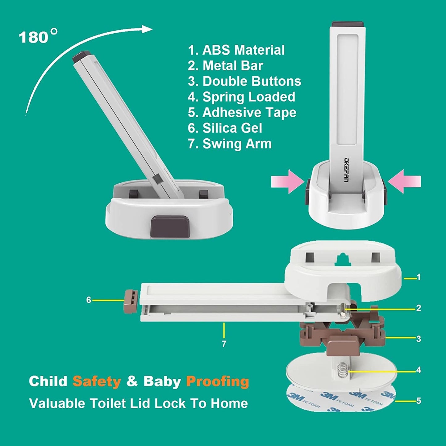 2pk No Drill Adhesive Baby/Child Toilet Seat Safety Lock