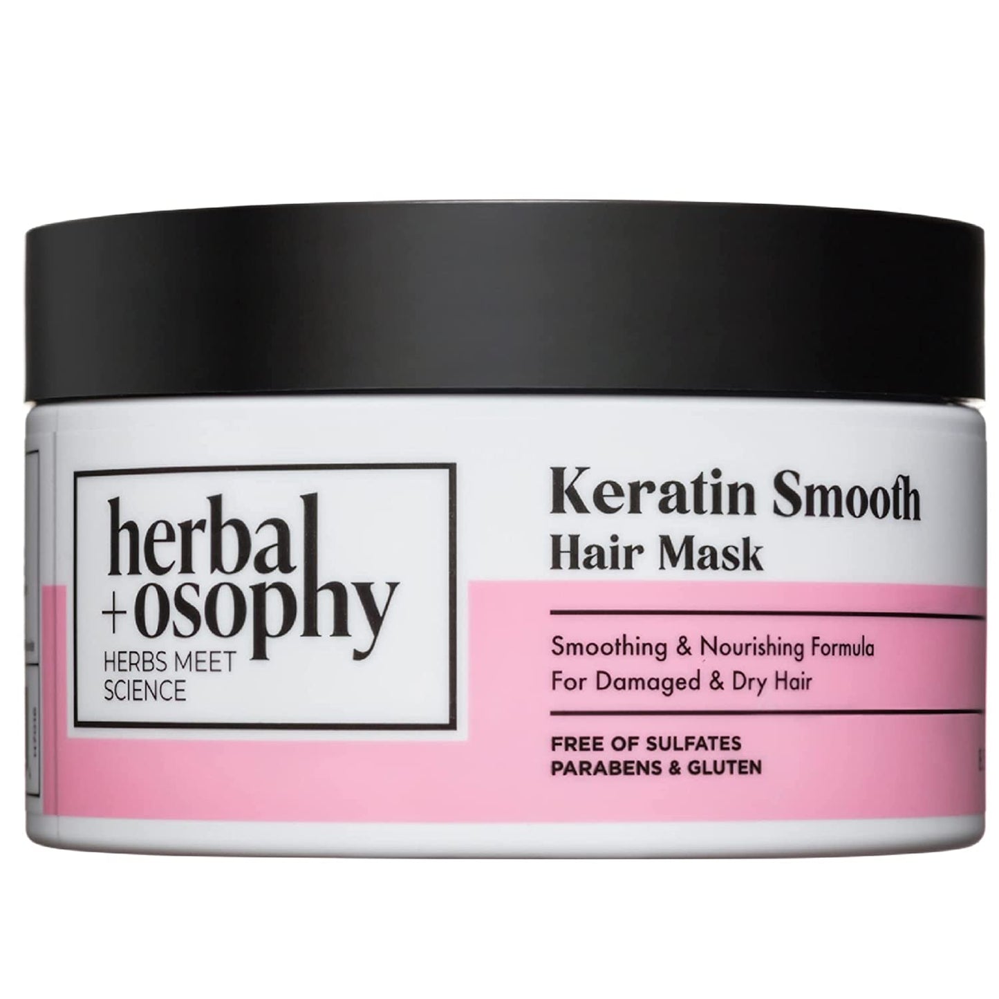 8.5oz Herbalosophy Keratin Smooth Hair Mask – Smoothing & Nourishing Formula for Damaged & Dry Hair – Salon-Quality Haircare with Natural, Healthy Ingredients, Vegan, Sulfate & Paraben Free