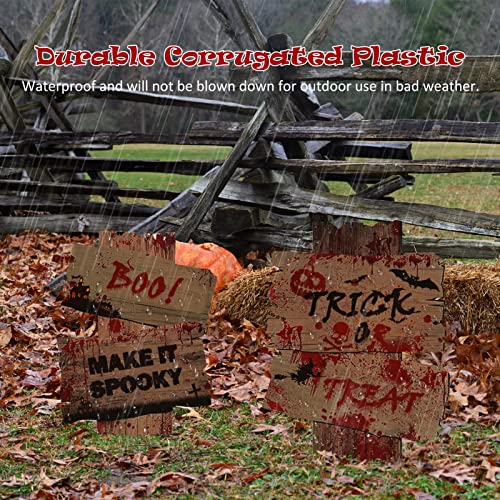 Halloween Decorations Outdoor Yard Signs 6 Pack, 2022 Newest Large Size 17"×12" Halloween Signs with Stakes, Scary Halloween Decoration for Outside Garden, Lawn Yard Party