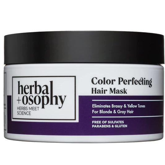 8.5oz Herbalosophy Color Perfecting Purple Hair Mask – Add Shine while Protecting Your Color – Salon-Quality Haircare with Natural, Healthy Ingredients, Vegan, Sulfate & Paraben Free