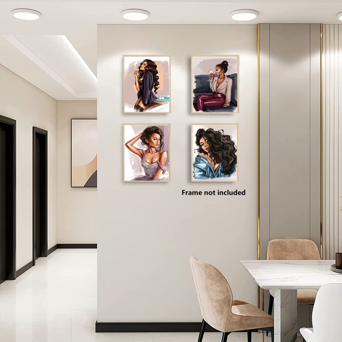 3-Pack African American Wall Art: Black Women Canvas for Bedroom & Bath
