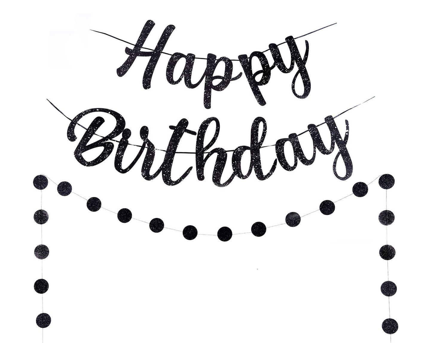 Black Happy Birthday Banner with Lights - Ideal Glow Decor for Both Men & Women