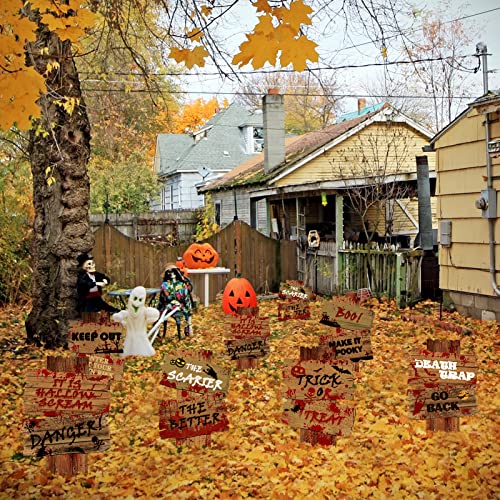 Halloween Decorations Outdoor Yard Signs 6 Pack, 2022 Newest Large Size 17"×12" Halloween Signs with Stakes, Scary Halloween Decoration for Outside Garden, Lawn Yard Party