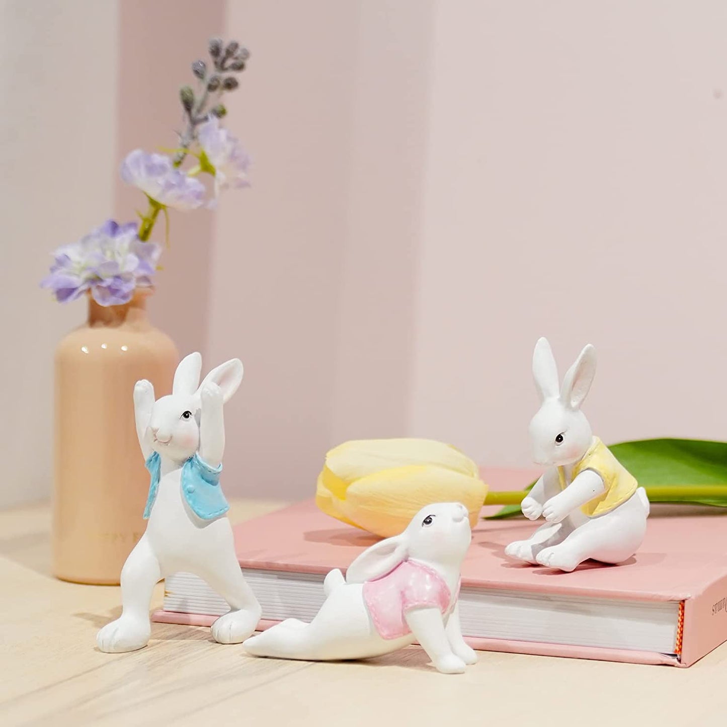 3pcs Easter Bunny Yoga Figurines