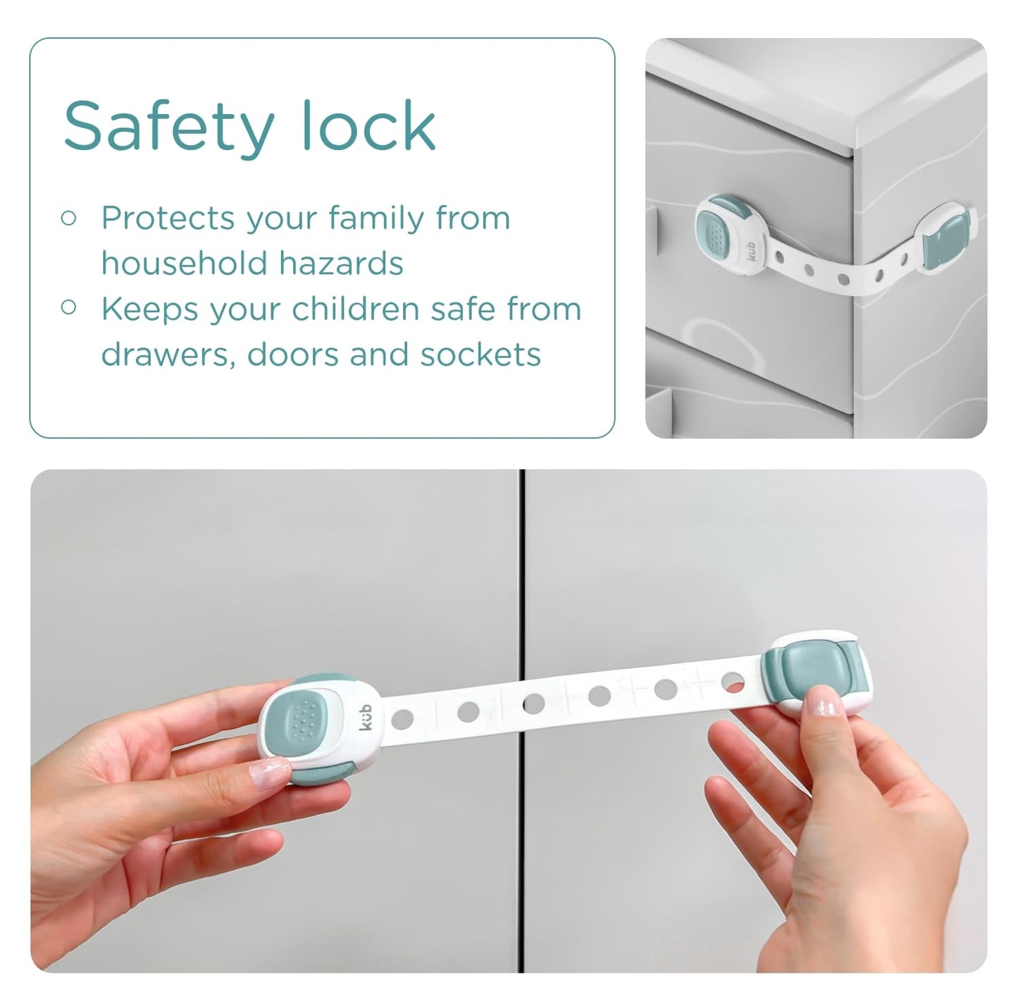 6pk No Drill Baby Proofing Child Safety Strap Locks + 6pk Power Outlet Covers
