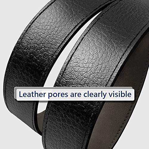 MARIO TREVI Black Leather Men’s Dress Belt, Adjustable Slide with Alloy Buckle for Jeans/ Pants, with Gift Box, Trim to Fit