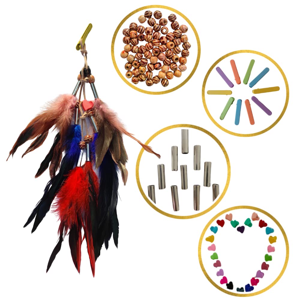 3pcs Handmade Bohemian/Tribal Feather Hair Clip Set