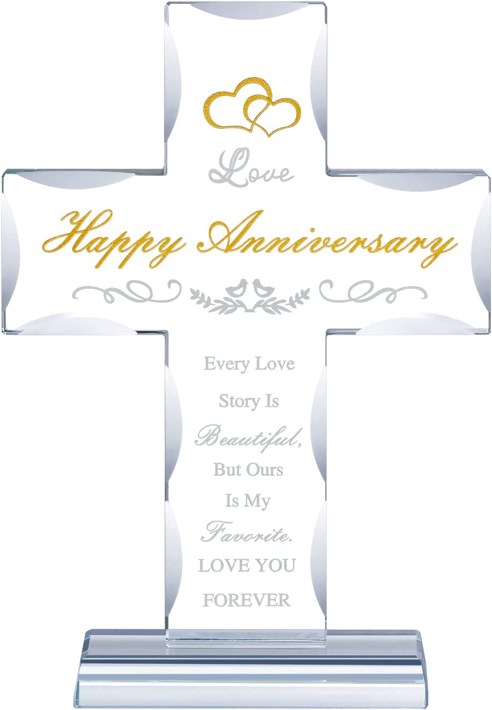 7.67"x5.31" "Happy Anniversary" Gift Crystal  Cross