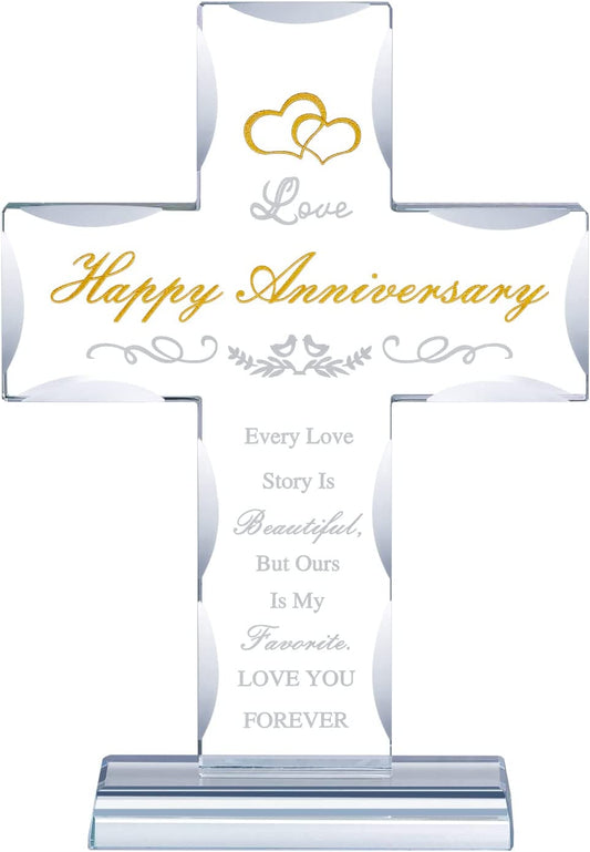 7.67"x5.31" "Happy Anniversary" Gift Crystal  Cross