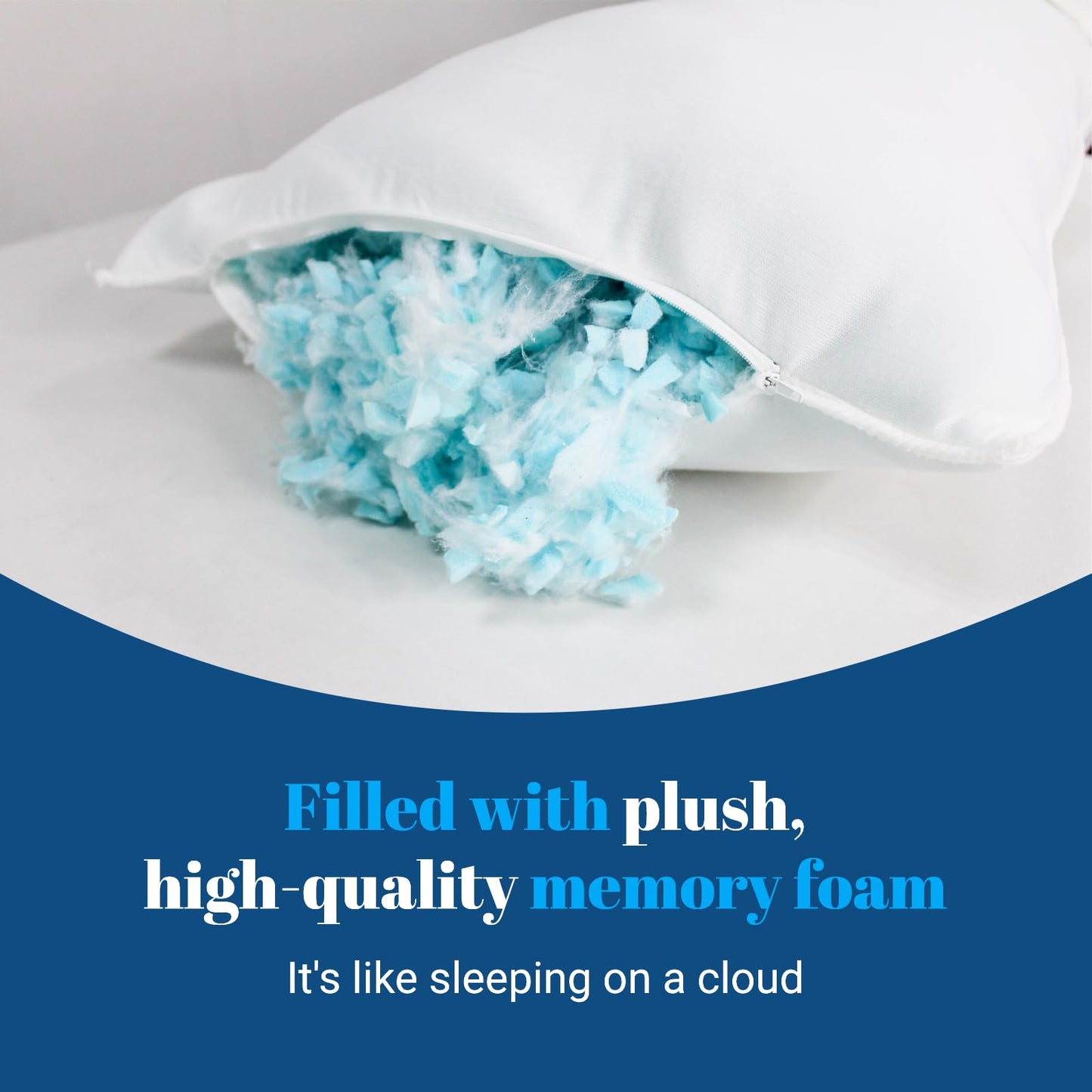 Viscose from Bamboo Cooling Pillow – Ideal for Neck & Shoulder Pain, Adjustable Shredded Memory Foam for Back, Stomach & Side Sleepers - Queen Size