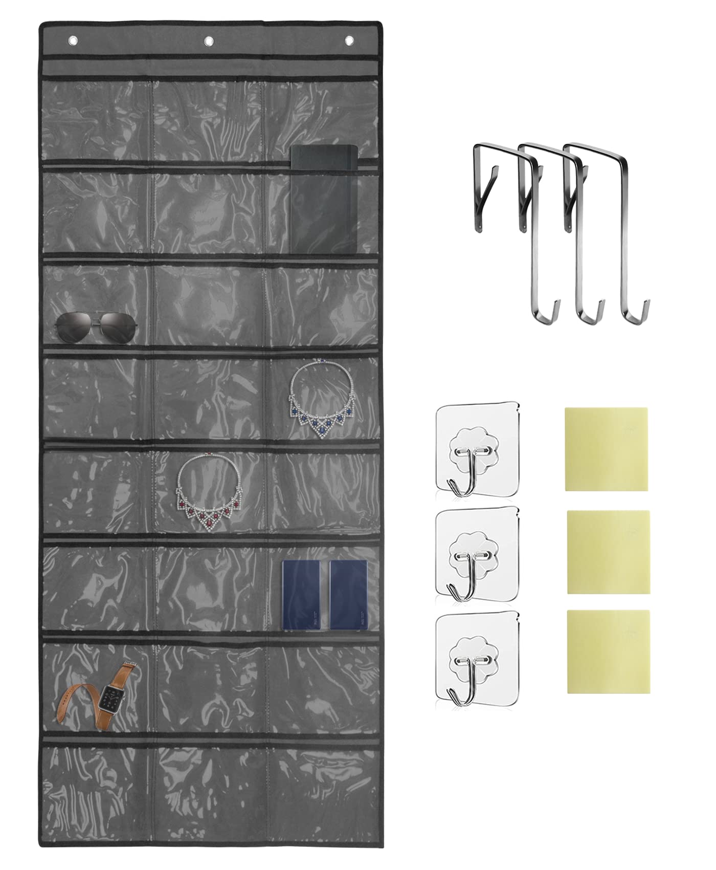 60"x26" 24 Pocket 600D Oxford Fabric Wall/Door Organizer w/ Door & Wall Hooks