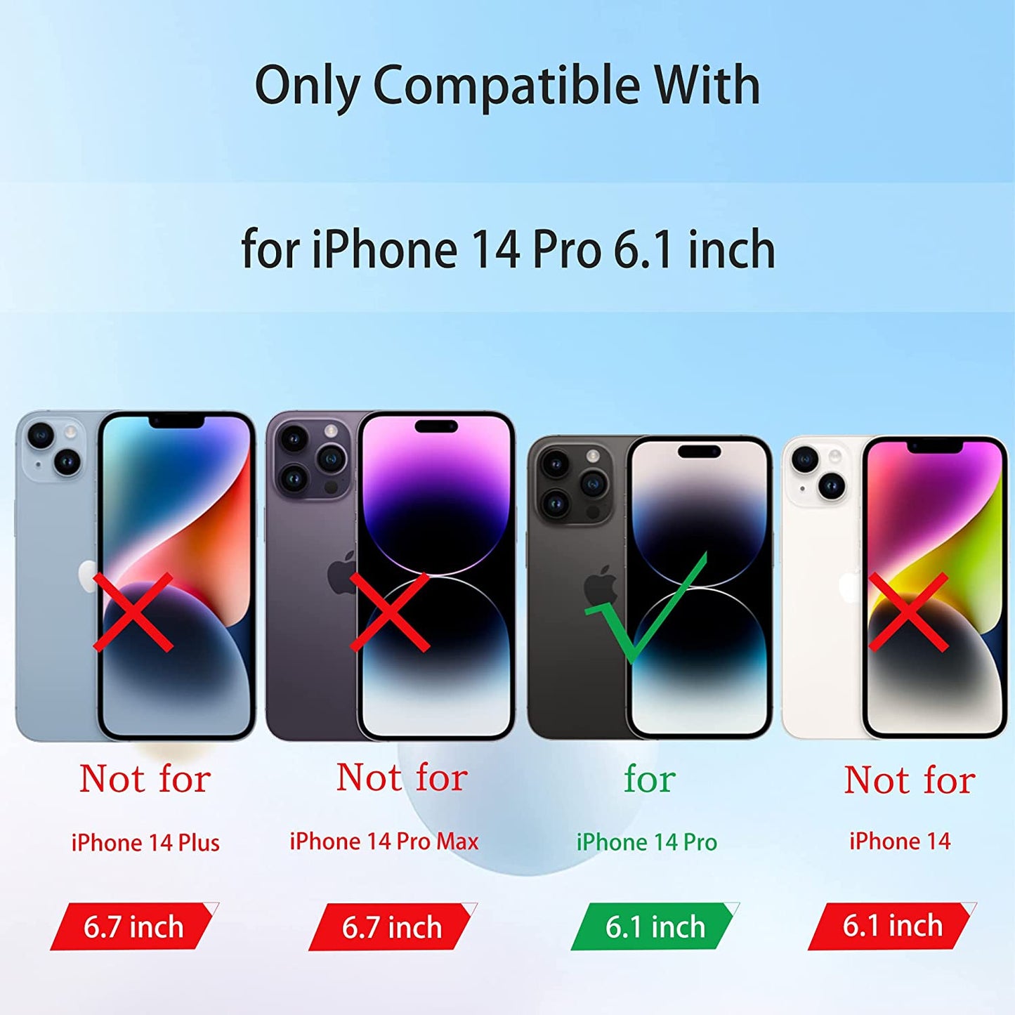 iPhone 14 Pro Kickstand Wallet Case w/ 2 ea Screen/Camera Lens Protectors