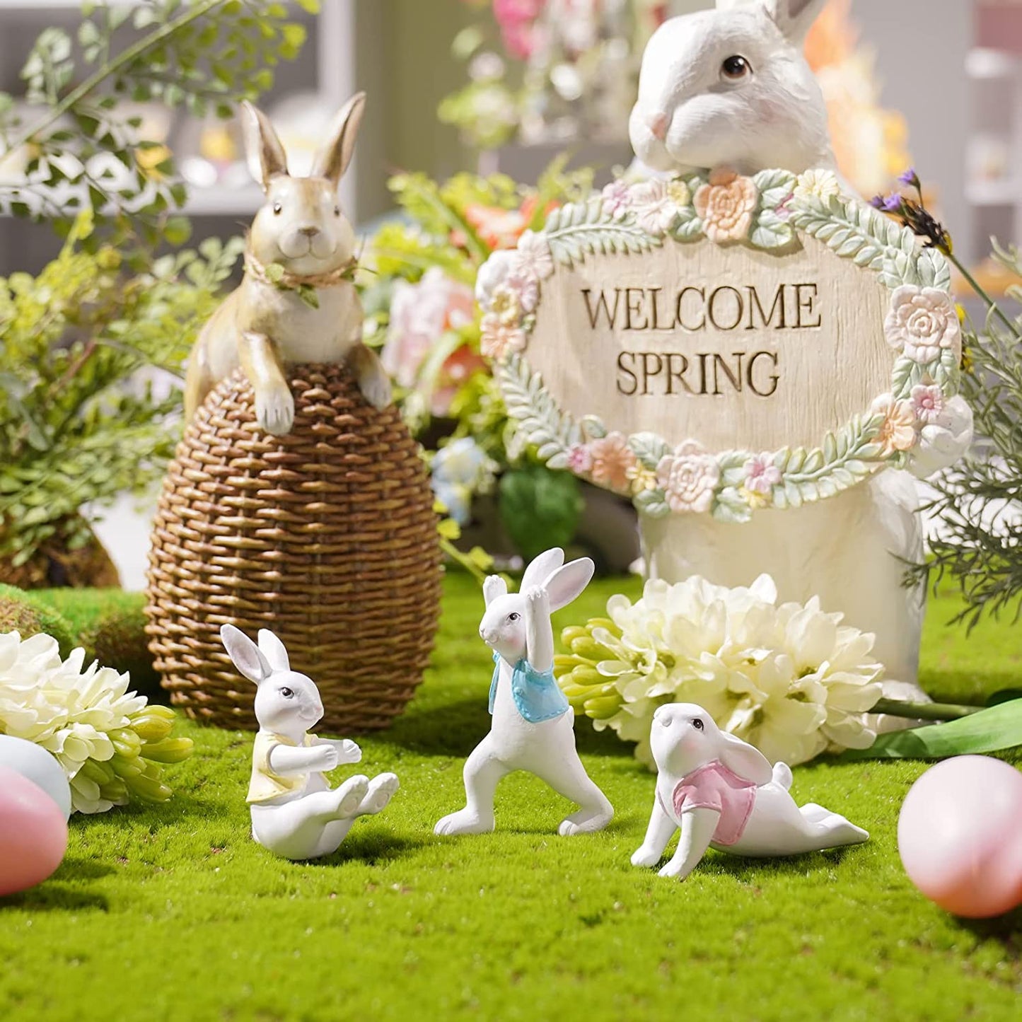 3pcs Easter Bunny Yoga Figurines