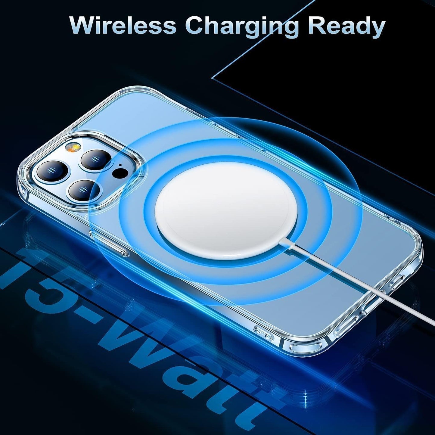 Shockproof iPhone 13 Pro Case - Non-Yellowing, 15ft Drop Protection, Scratch-Resistant, Slim & Non-Slip, 6.1'' Transparency
