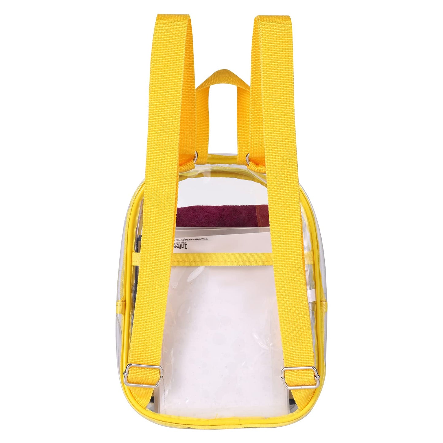 7.5"x2.8"x9" Stadium Approved Clear/Yellow Mini Backpack w/ Front & Slip Pocket