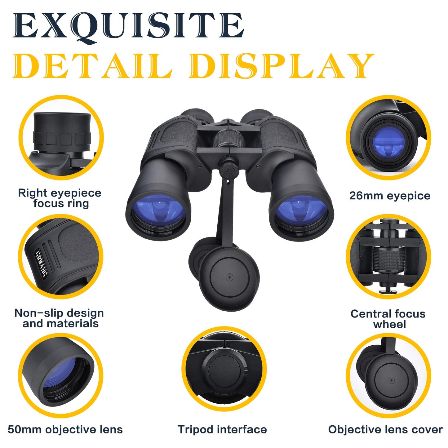 10x50 BAK4 FMC Lens Waterproof HD Binoculars w/ Clear Low Light Vision