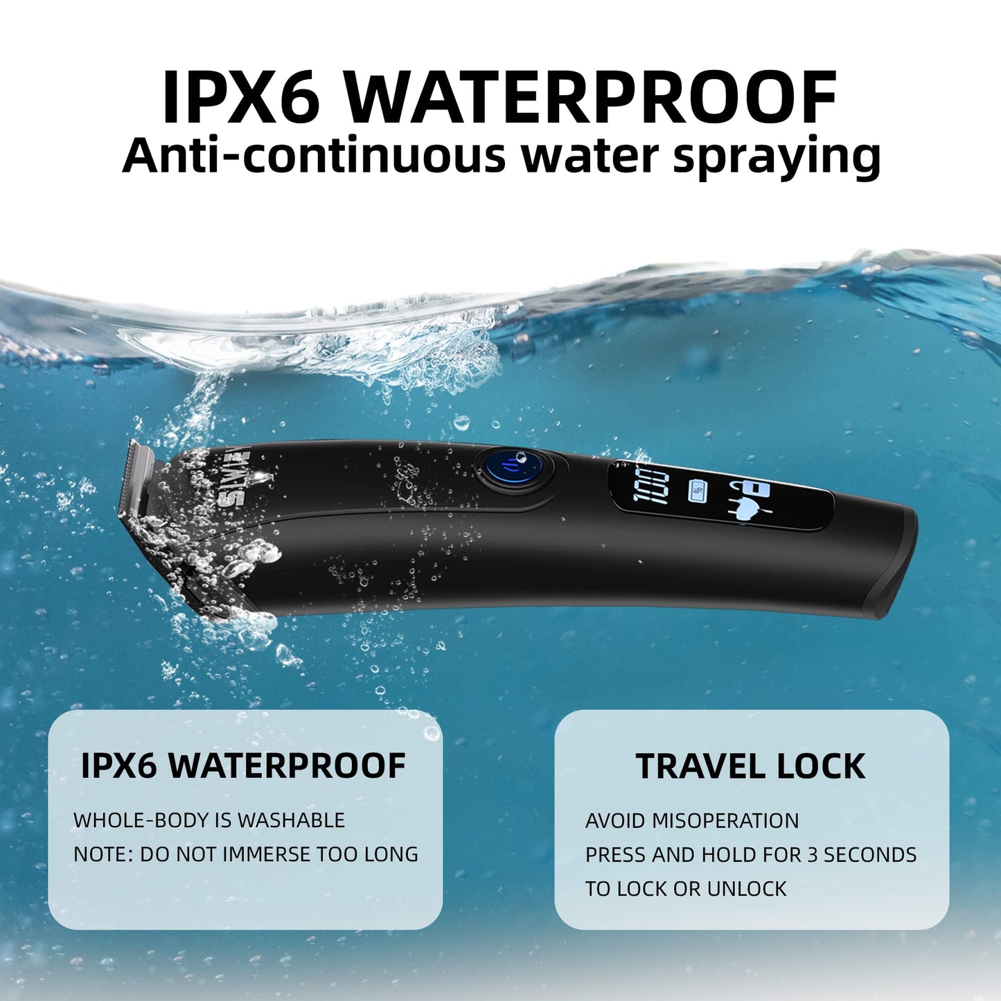 5-in-1 Hair Clipper & Beard Trimmer Kit: IPX6 Waterproof, LED Display, Low Noise