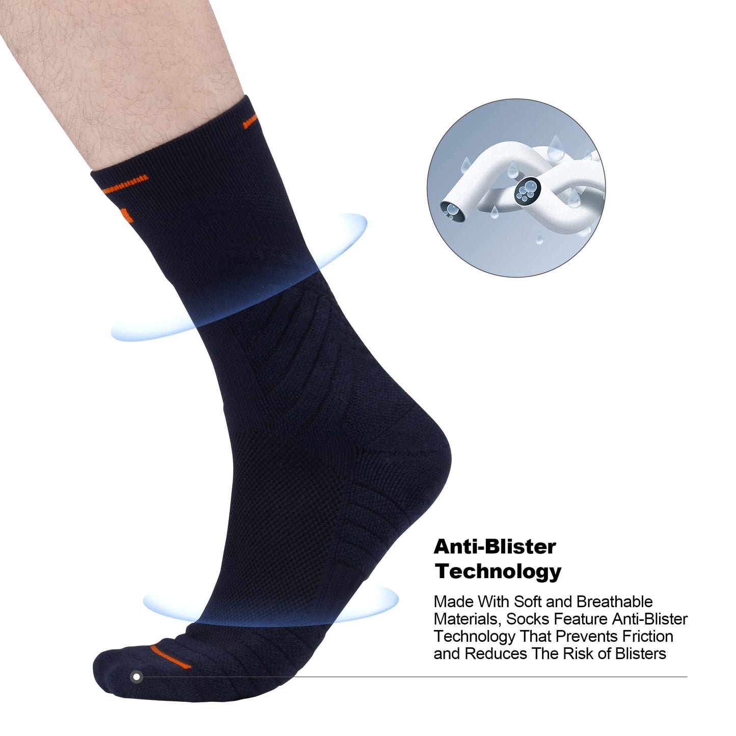 3 Pairs Size M Elite Breathable Compression Cushion Athletic Crew Socks