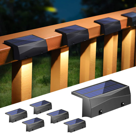 6-Pack Solar Deck Lights Outdoor: 7-Color LED Waterproof Step & Poolside Lights