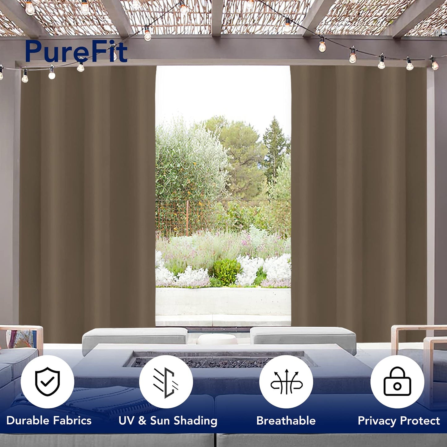 1 Panel 52"x95" Camel Brown Waterproof UV/Fade Resistant Outdoor Curtains