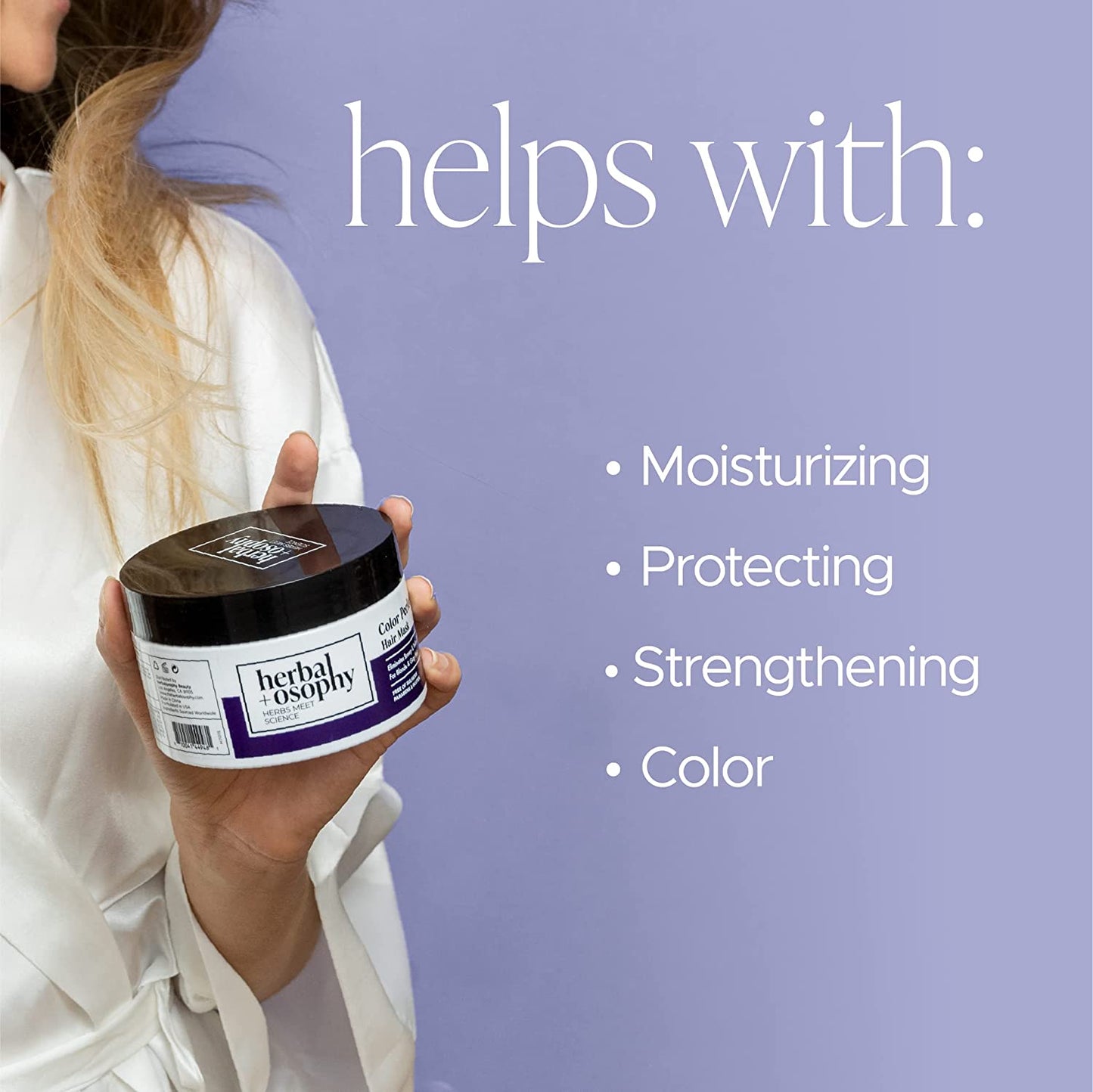 8.5oz Herbalosophy Color Perfecting Purple Hair Mask – Add Shine while Protecting Your Color – Salon-Quality Haircare with Natural, Healthy Ingredients, Vegan, Sulfate & Paraben Free
