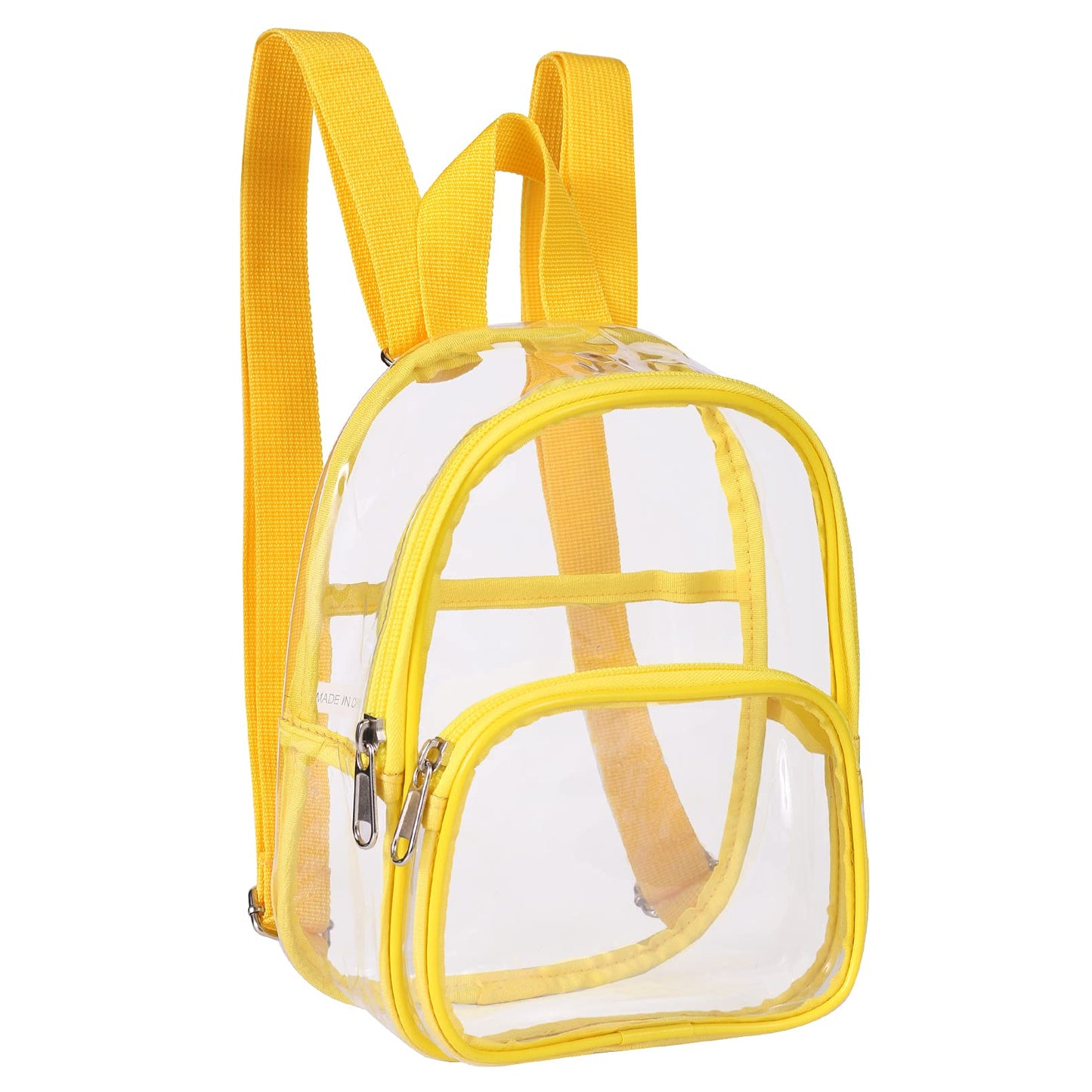 7.5"x2.8"x9" Stadium Approved Clear/Yellow Mini Backpack w/ Front & Slip Pocket