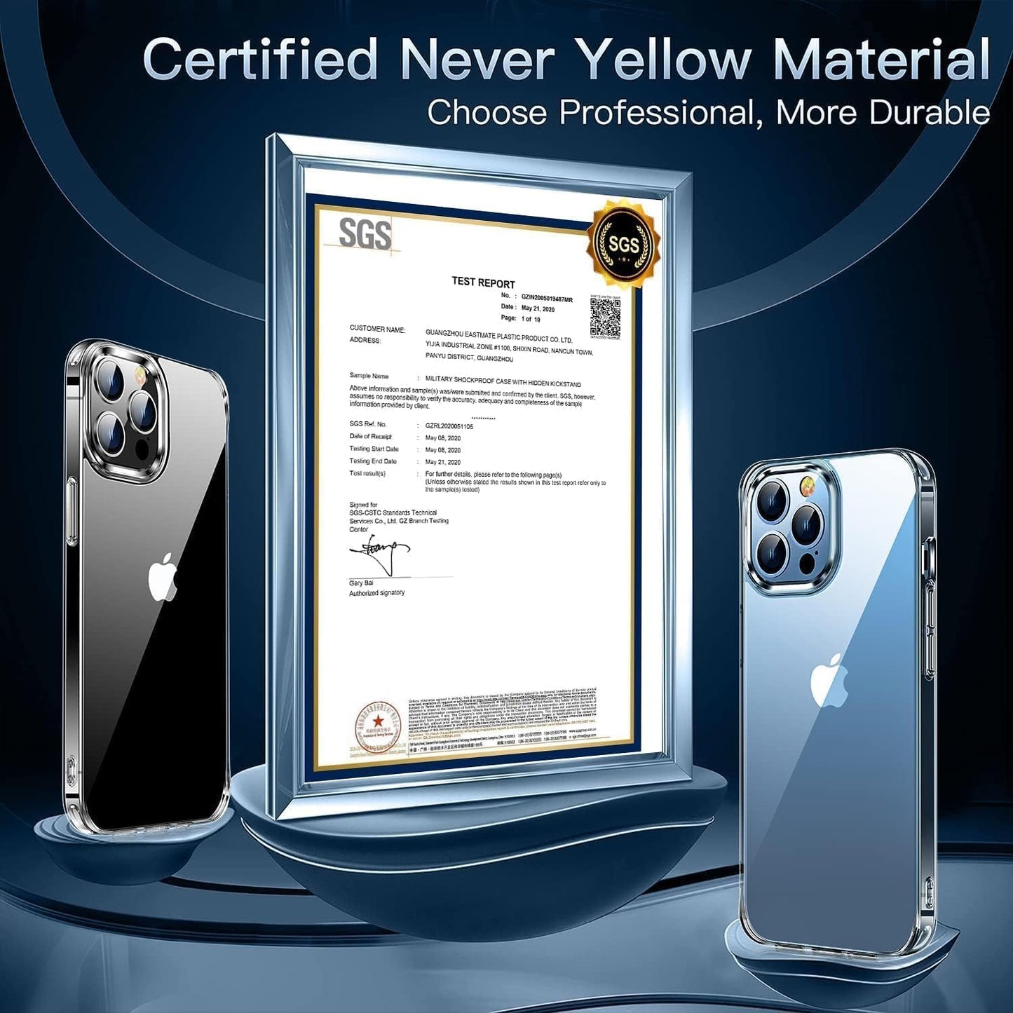 Shockproof iPhone 13 Pro Case - Non-Yellowing, 15ft Drop Protection, Scratch-Resistant, Slim & Non-Slip, 6.1'' Transparency