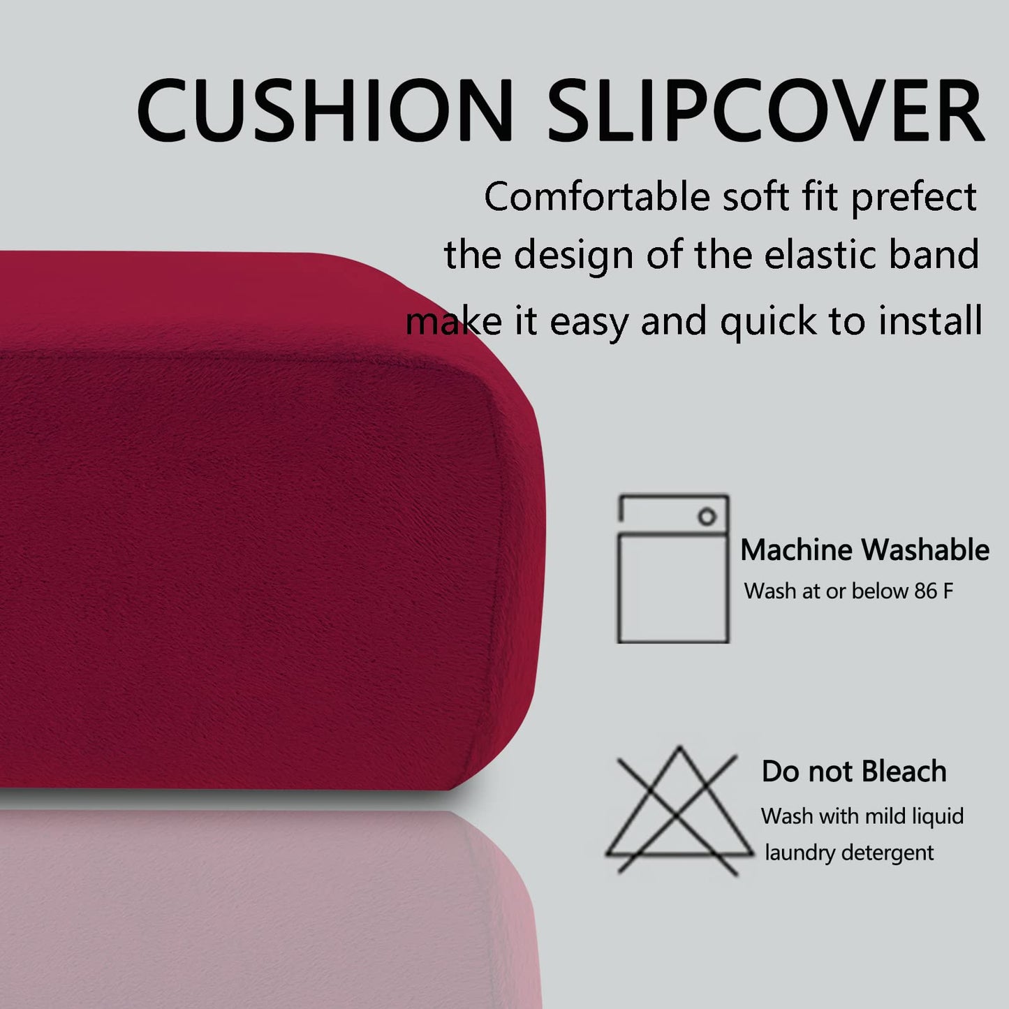 Burgundy Soft Velour Fabric Sofa Cushion Cover/Protector/Slipcover