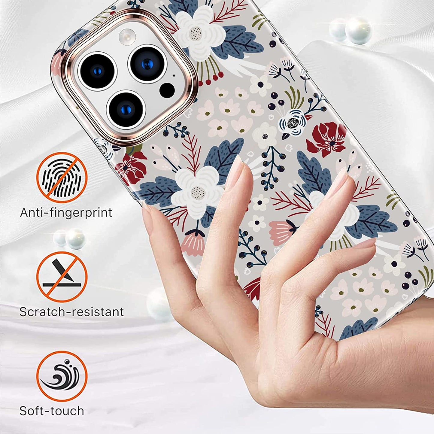 iPhone 14 Pro Max Flowers & Berries Bumper Case w/ Built-in Screen Protector