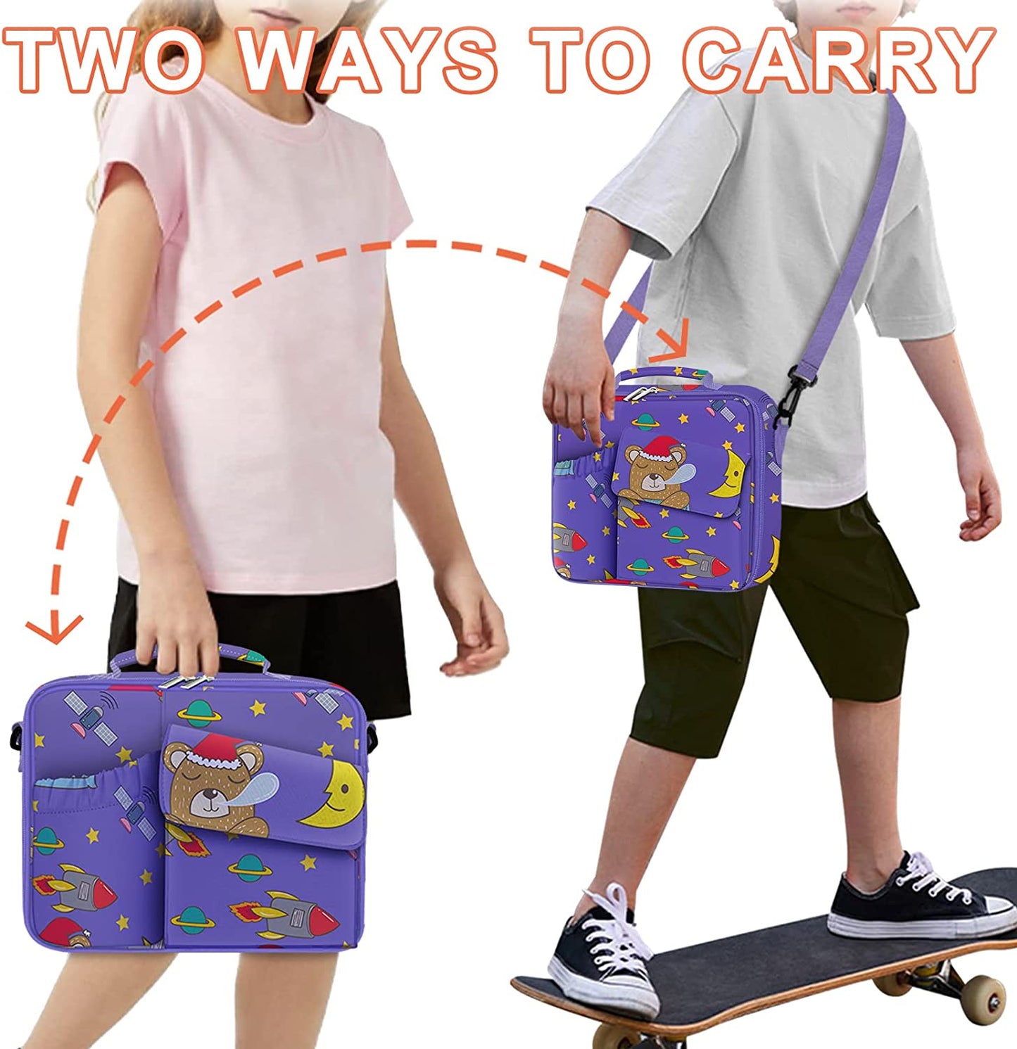 Expandable Thermal Insulated Lunch Box/Bag/Cooler w/ 2 Ice Packs/Snack Bags