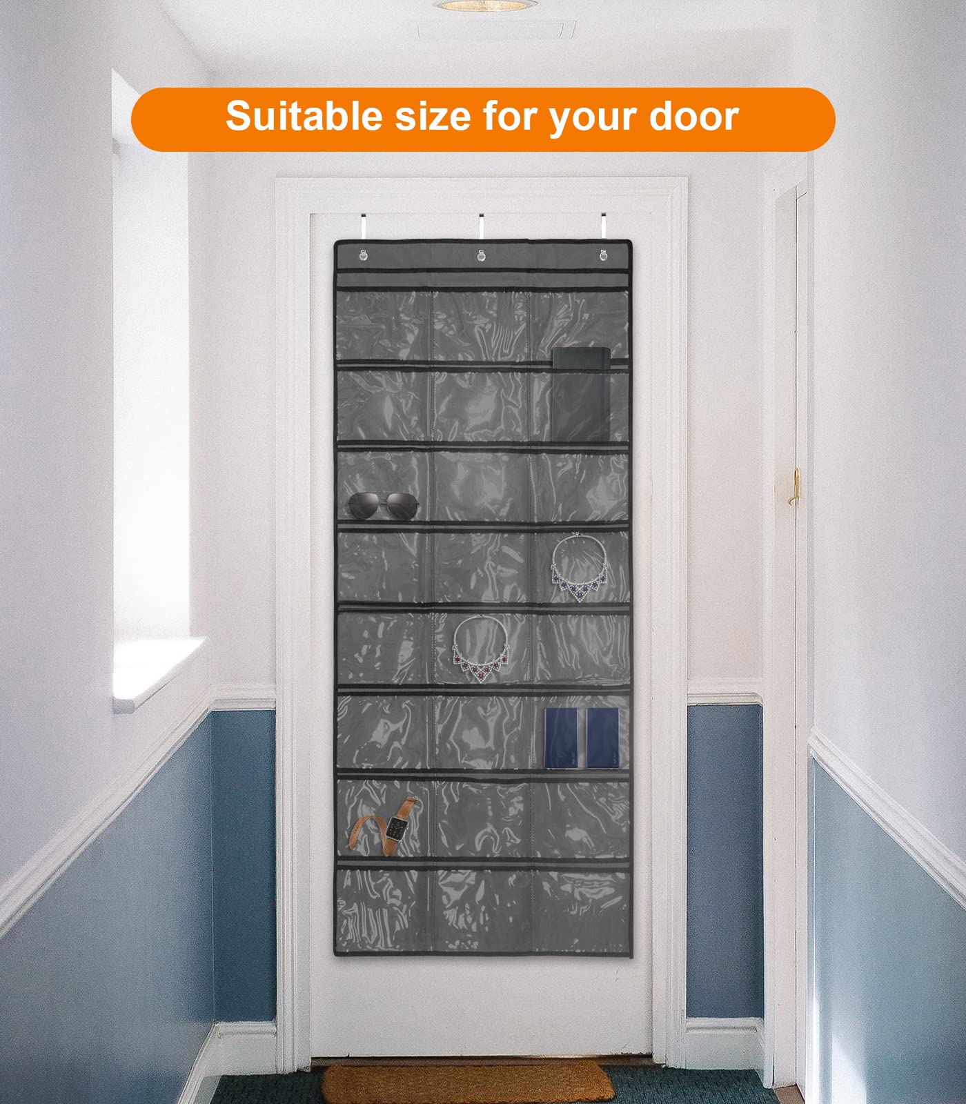 60"x26" 24 Pocket 600D Oxford Fabric Wall/Door Organizer w/ Door & Wall Hooks