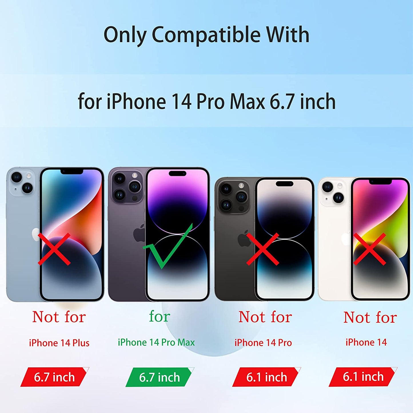 iPhone 14 Pro Max Kickstand Wallet Case w/ 2 ea Screen/Camera Lens Protectors