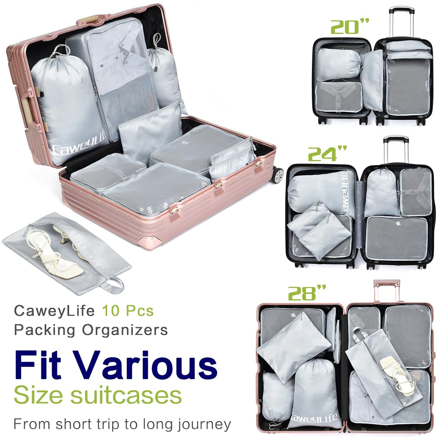 10-Piece Travel Packing Cubes Set: Organize Easily for Every Trip & Adventure