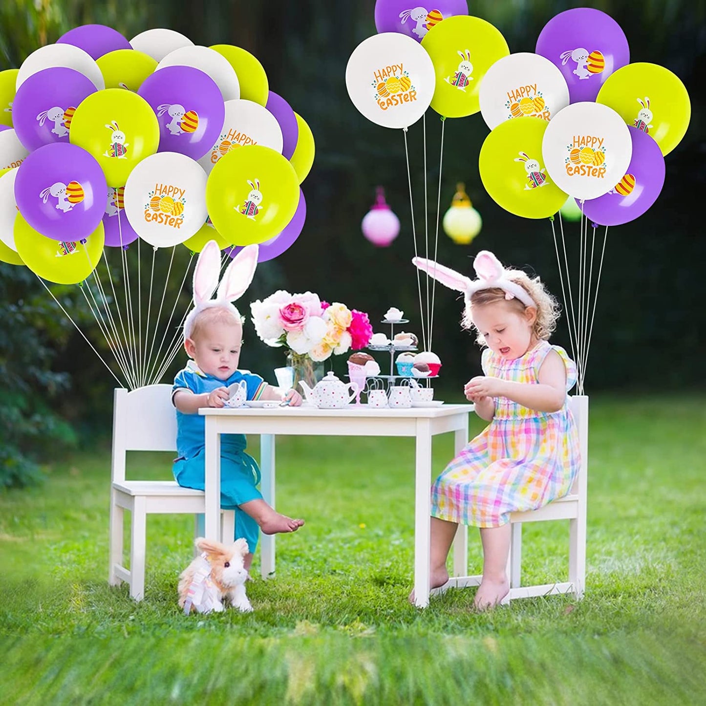 30pcs 12" Happy Easter Latex Balloons (10 Purple/10 Green/10 White)