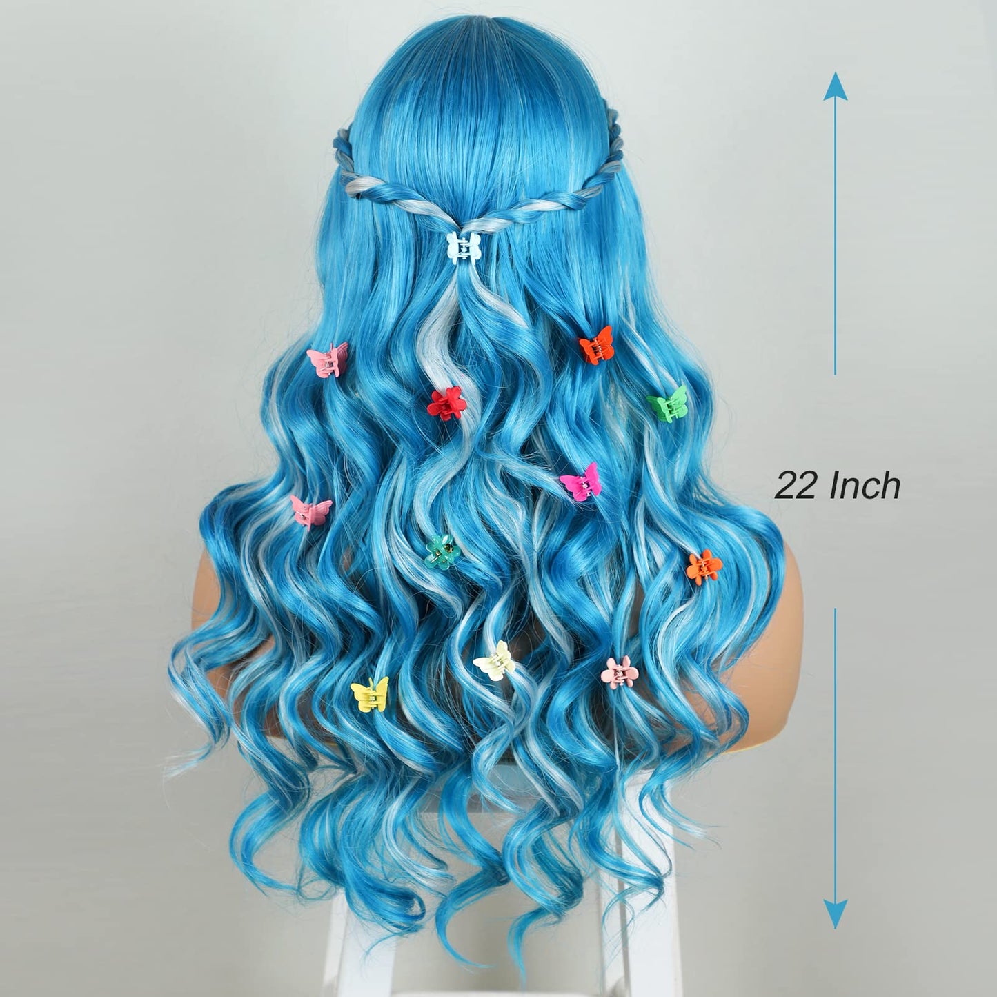 22" Blue/White Braids Alien Wig for Kids Halloween Costume/Cosplay