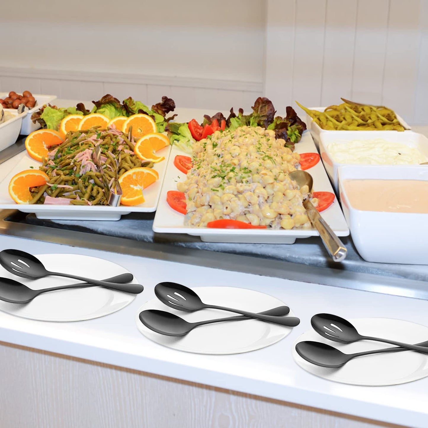 Comprehensive 18-Piece Stainless Steel Serving Utensils Set in Black - Ideal for Kitchen Parties, Buffets, Events, and Daily Use