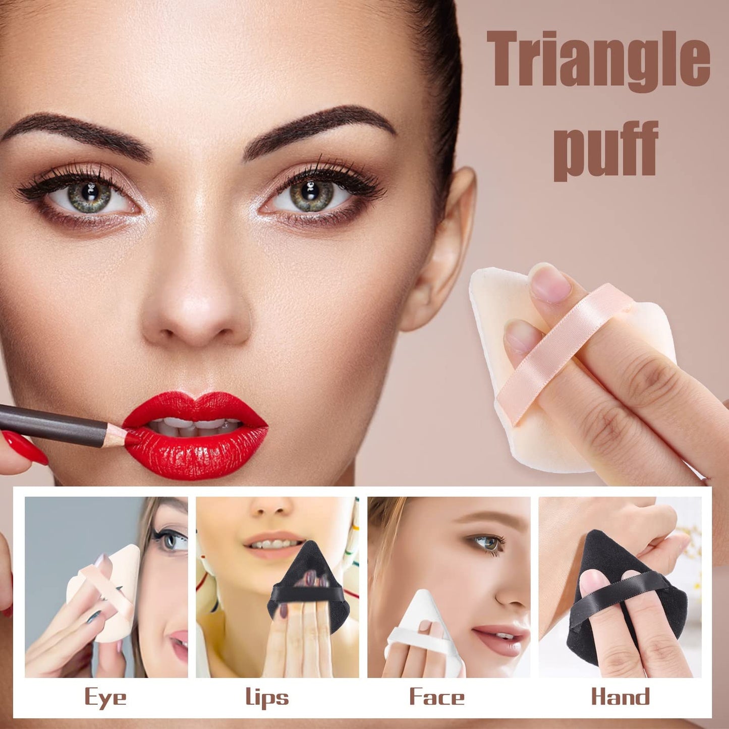 6pk (3 Black/3 White) Soft Triangle Makeup/Powder Puff/Sponge for Loose Powder