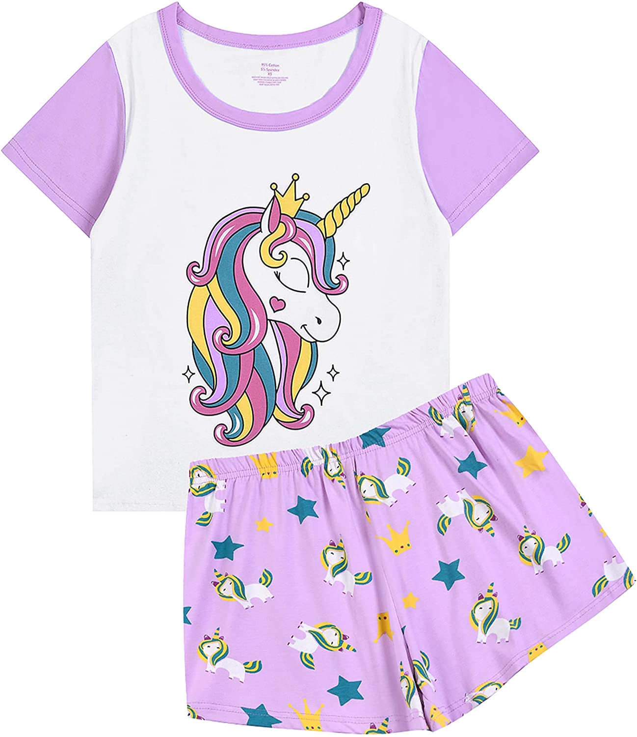 Size XS Unicorn T-Shirt & Shorts Pajamas Set