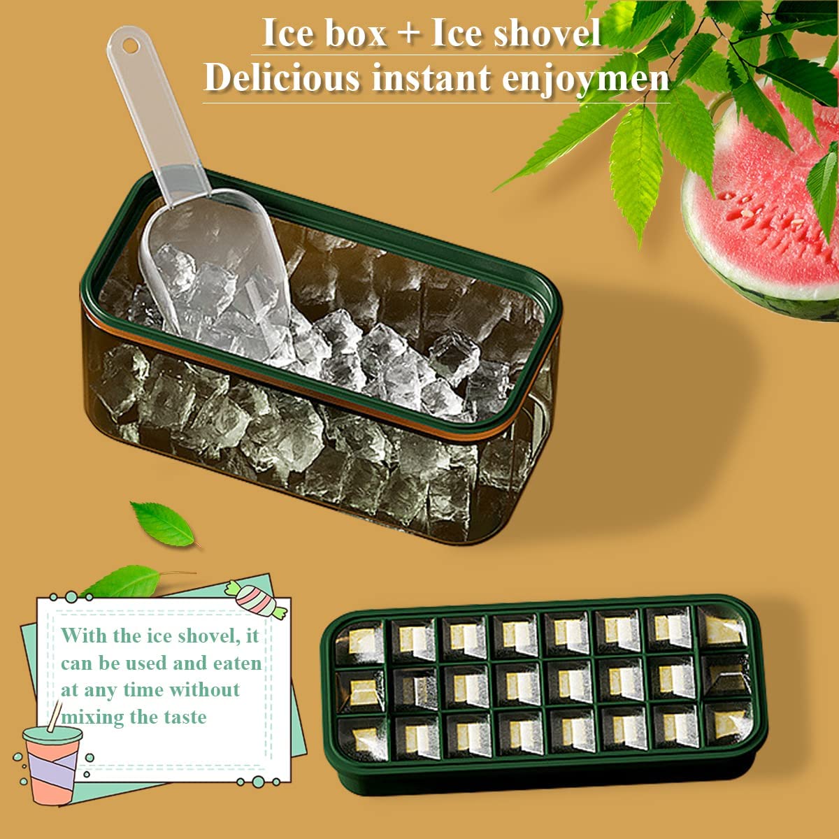 Silicone Ice Cube Tray Set with Scoop and Bin, Ideal for Whiskey & Cocktails