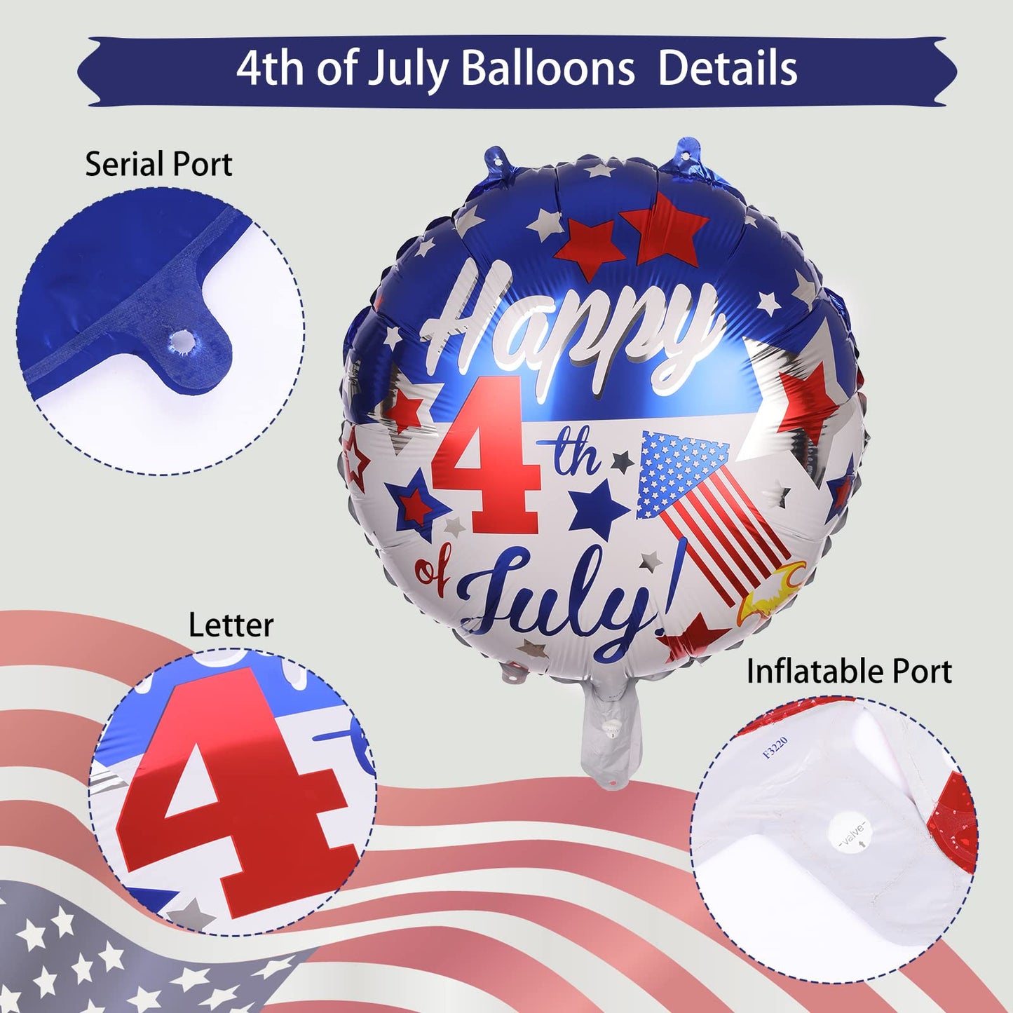 Pack of 8 Reusable Easy to Inflate Durable Premium Quality 4th of July Balloons