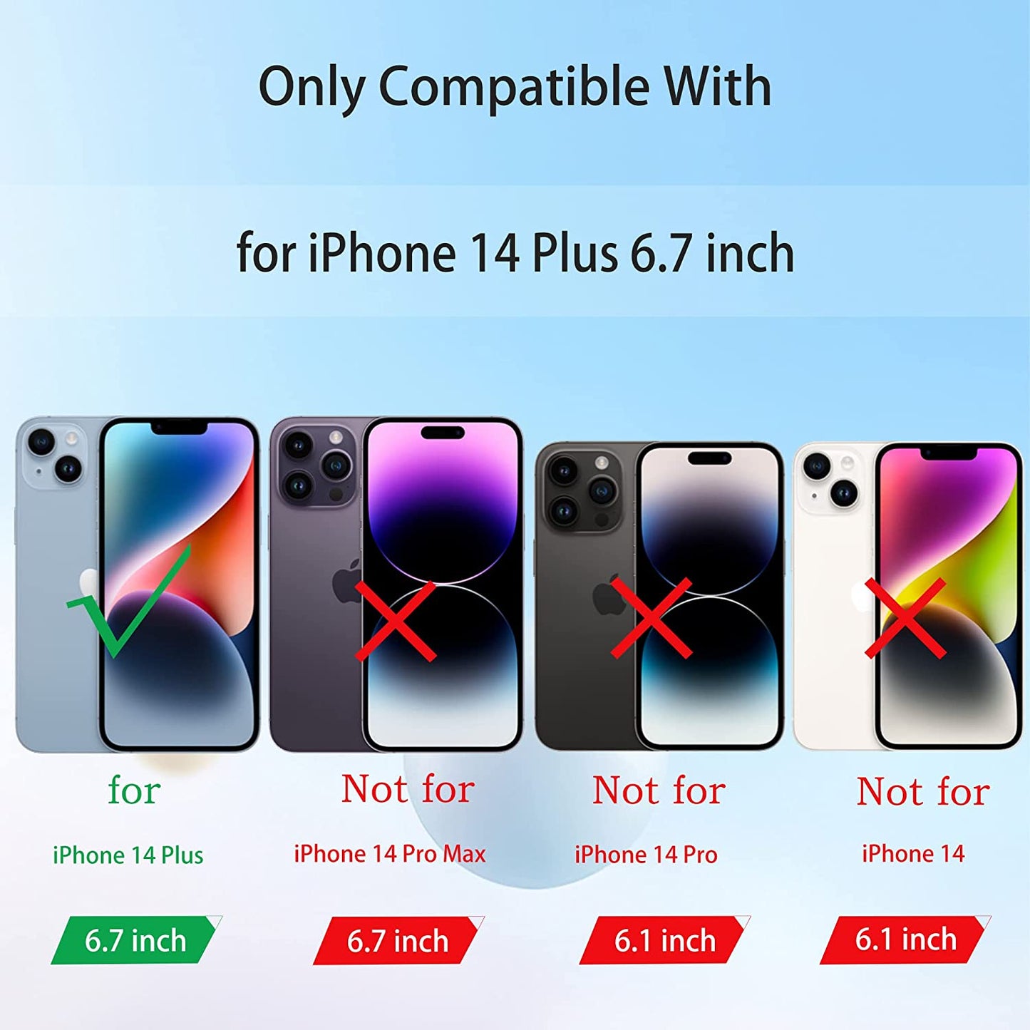 iPhone 14 Plus Kickstand Wallet Case w/ 2 ea Screen/Camera Lens Protectors