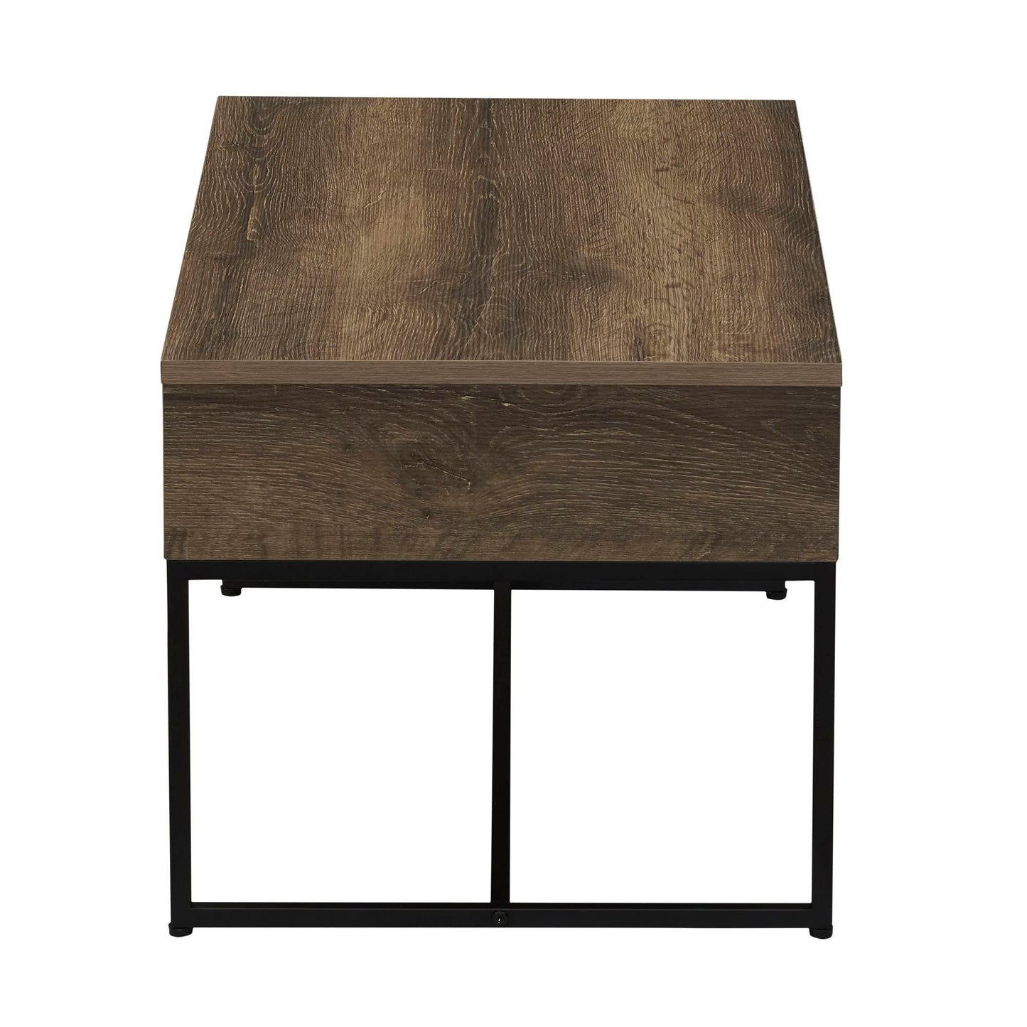 Household Essentials Wrap Rectangular Coffee Table Ashwood Rustic Wood Grain and Black Metal