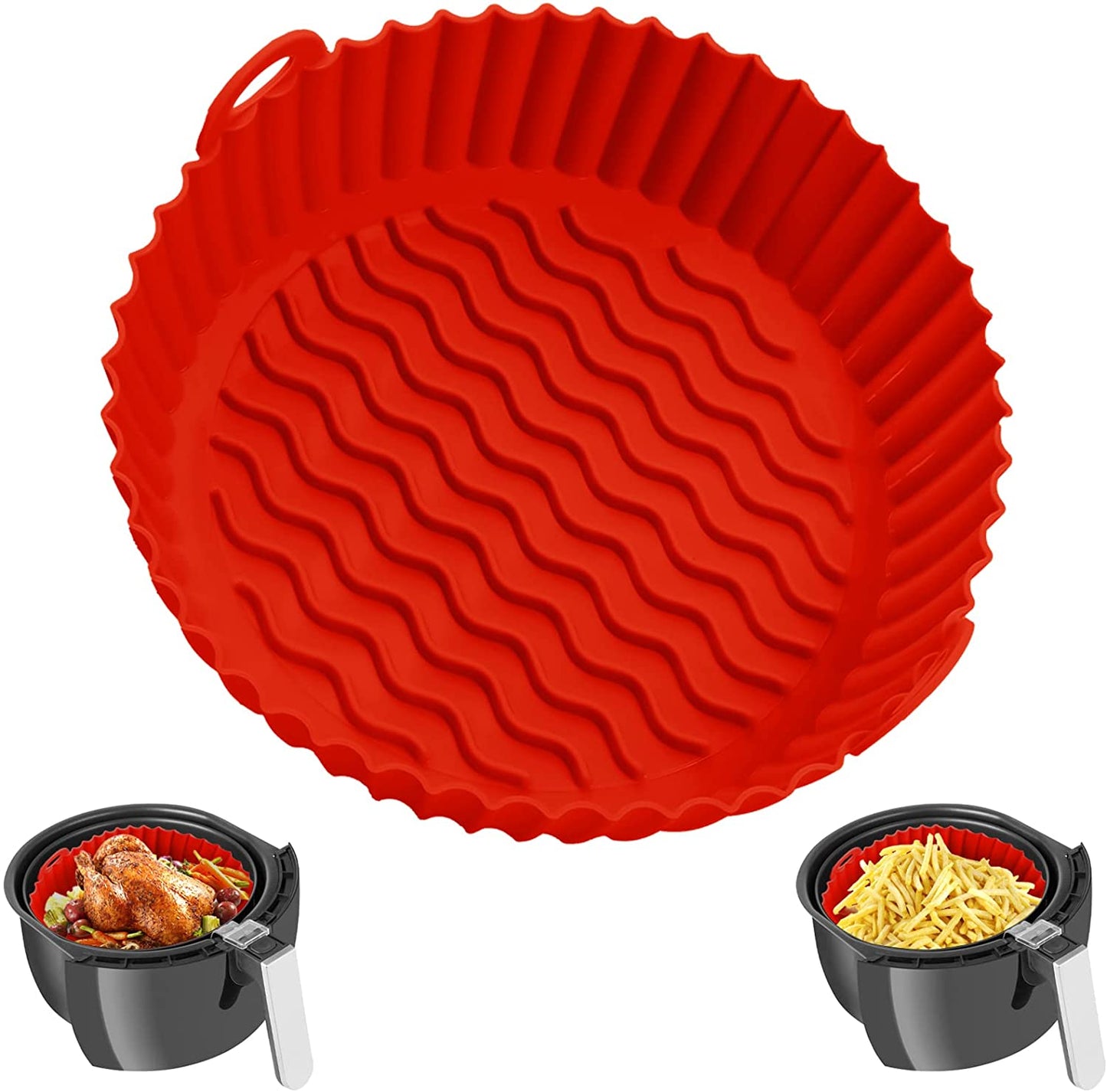 1pk 8.5" Red Reusable Silicone Air Fryer Liner Basket for 3 - 5 Qt Air Fryer