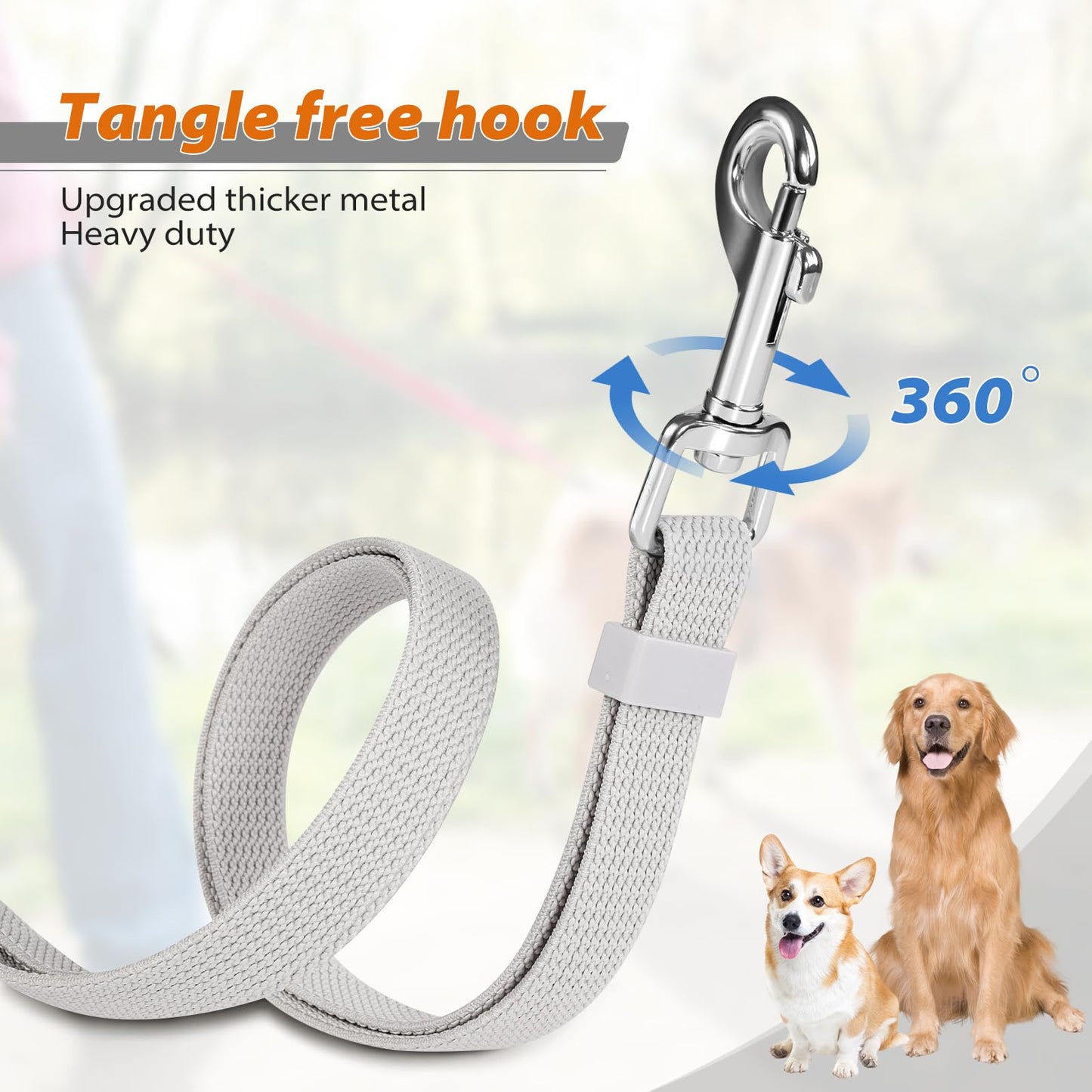 4-6 FT Extendable Dog Leash with LED Light & Poop Bag Holder for Dogs up to 110lbs